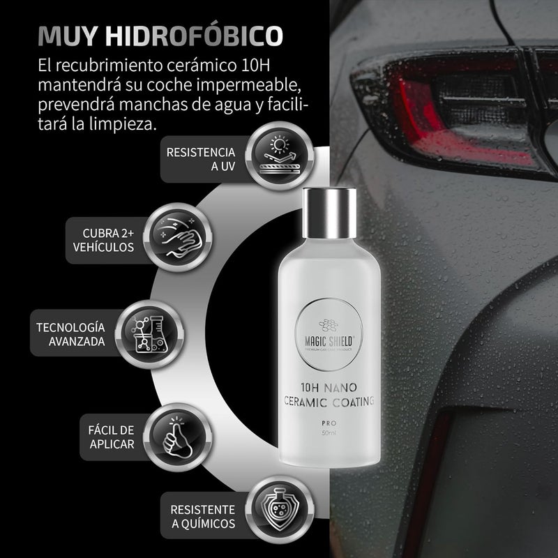 Magic Shield Ceramic Coating PRO 10H - Self-Healing | Long lasting for 2 cars+ | Advanced SiO2 Protection | Easy Application | Candy-Like Gloss | Perfect for Cars, Motorcycles, RVs, and Boats (50ml) - Image 4